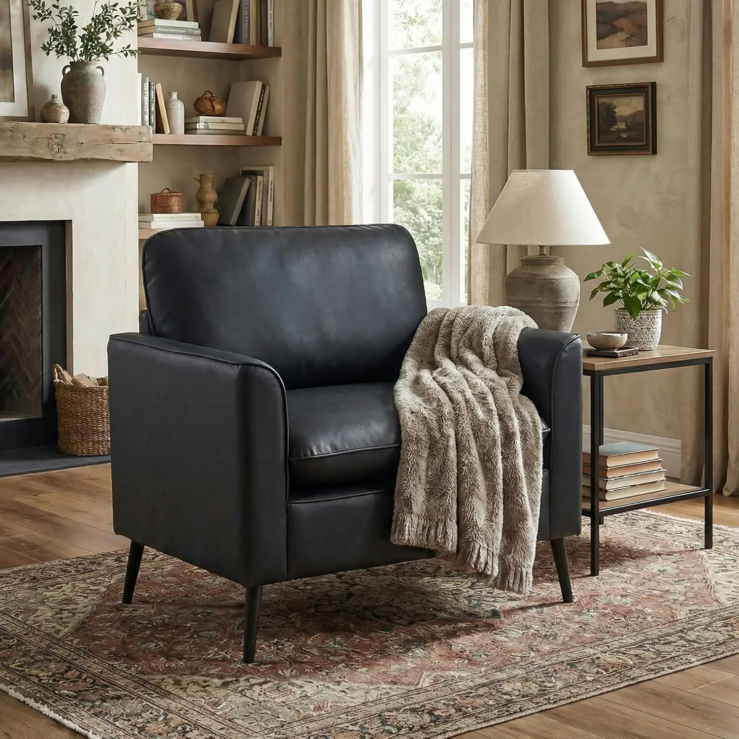 #Mid Century Modern Faux Leather Accent Chair Comfy Reading Armchair for Living Room Office Bedroom Waiting Room
#Mid Century Modern Faux Leather Accent Chair Comfy Reading Armchair for Living Room Office Bedroom Waiting Room