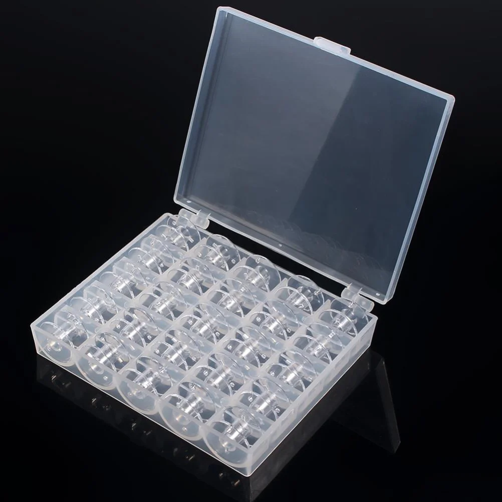 25Pcs Clear Bobbin Storage Case Set ABS Sewing Machine Empty Spools Organizer Fits Standard Models Thread Holder
25Pcs Clear Bobbin Storage Case Set ABS Sewing Machine Empty Spools Organizer Fits Standard Models Thread Holder