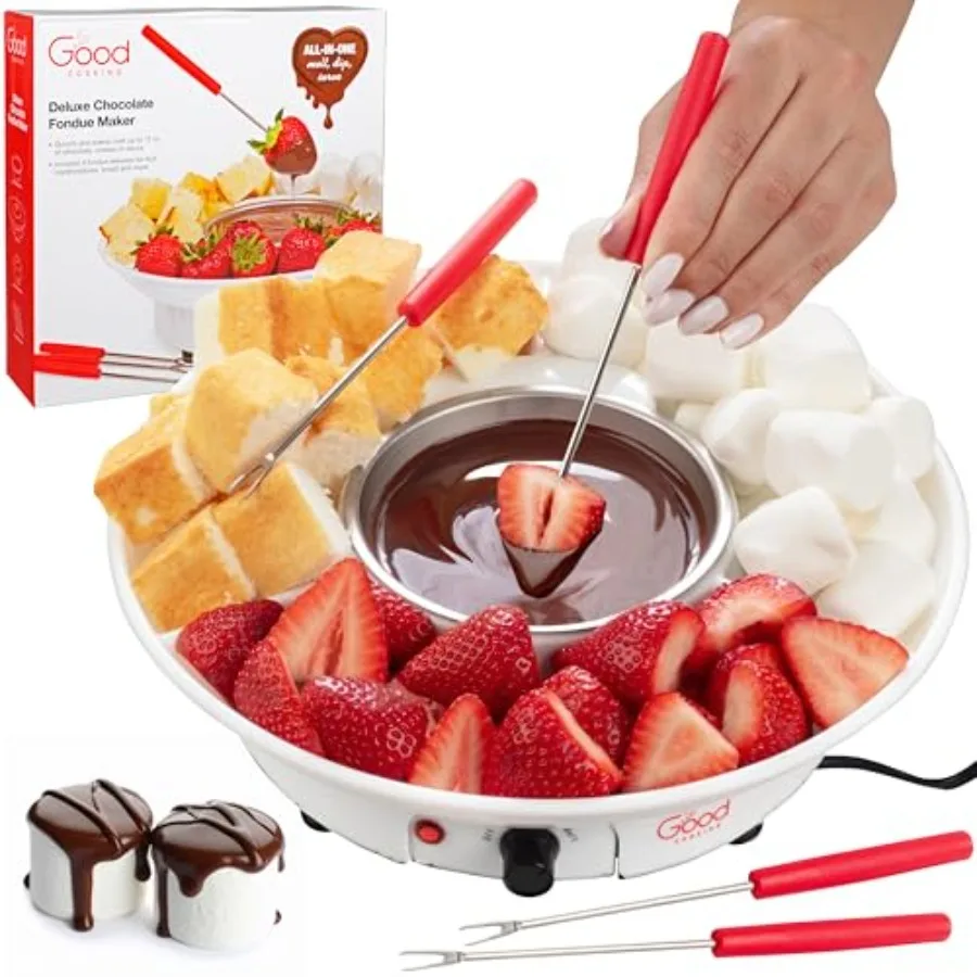 Electric Fondue Maker Set with Removable Serving Tray and 4 Forks: 3-in-1 Chocolate Melter Cheese Fondue Pot and Candy Warmer -
Electric Fondue Maker Set with Removable Serving Tray and 4 Forks: 3-in-1 Chocolate Melter Cheese Fondue Pot and Candy Warmer -