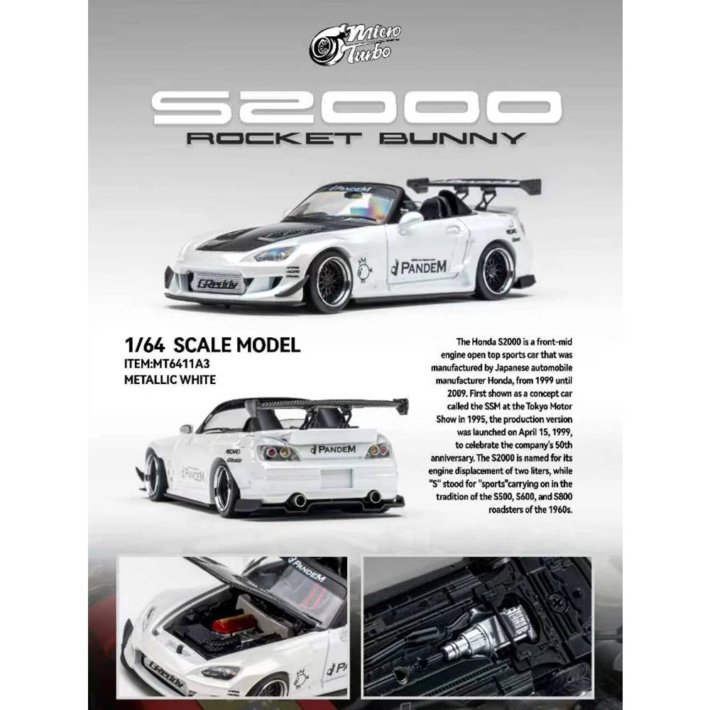 MicroTurbo 1/64 S2000 Rocket Bunny Widebody Alloy Car Model Diecast Metal Miniature Toy for Collection Gift
MicroTurbo 1/64 S2000 Rocket Bunny Widebody Alloy Car Model Diecast Metal Miniature Toy for Collection Gift