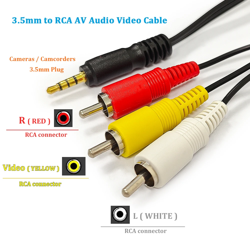 1.2M STV-250N 3.5mm to RCA AV Audio Video Cable, Composite Cable for Camera/Camcorder, Connect to TV for Photo/Video Playback
1.2M STV-250N 3.5mm to RCA AV Audio Video Cable, Composite Cable for Camera/Camcorder, Connect to TV for Photo/Video Playback