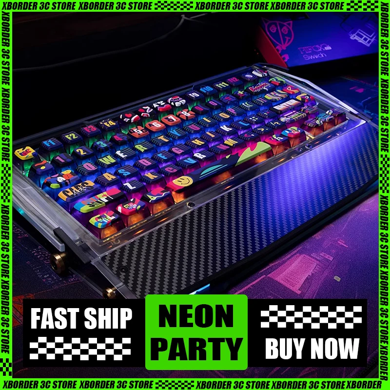 PIIFOX Neon Party Theme Customization Transparent Keycaps Resin Material Thermal Sublimation Process ASA Height Accessories
PIIFOX Neon Party Theme Customization Transparent Keycaps Resin Material Thermal Sublimation Process ASA Height Accessories