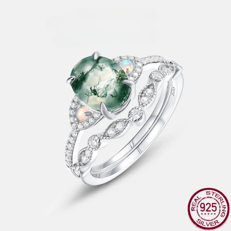 Новое кольцо из чистого серебра S925 с водяной травой и агатом, инкрустированное зеленым моховым камнем, европейские и американские легкие роскошные свадебные украшения 
Новое кольцо из чистого серебра S925 с водяной травой и агатом, инкрустированное зеленым моховым камнем, европейские и американские легкие роскошные свадебные украшения