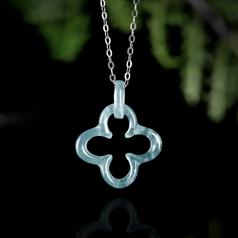 Natural Type A Blue Water Jadeite Openwork Four-Leaf Clover Icy Amulet Pendant Fashionable Women's Necklace
Natural Type A Blue Water Jadeite Openwork Four-Leaf Clover Icy Amulet Pendant Fashionable Women's Necklace