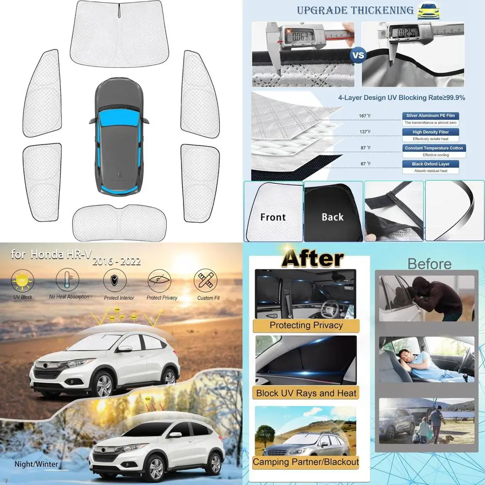 Universal Car Window Sunshades for 2016-2022 HR-V Models, UV Protection and Blackout for Outdoor Camping
Universal Car Window Sunshades for 2016-2022 HR-V Models, UV Protection and Blackout for Outdoor Camping
