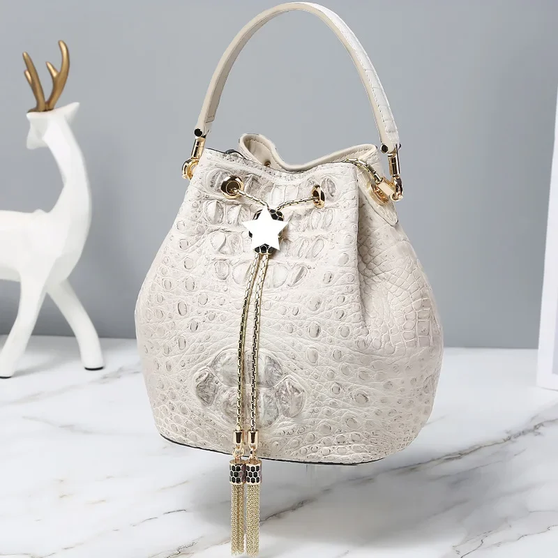 2025 New Trend Women's White Crocodile Leather Bucket Bag Convertible Chain Crossbody Bag Multiway Shoulder Messenger Handbag
2025 New Trend Women's White Crocodile Leather Bucket Bag Convertible Chain Crossbody Bag Multiway Shoulder Messenger Handbag