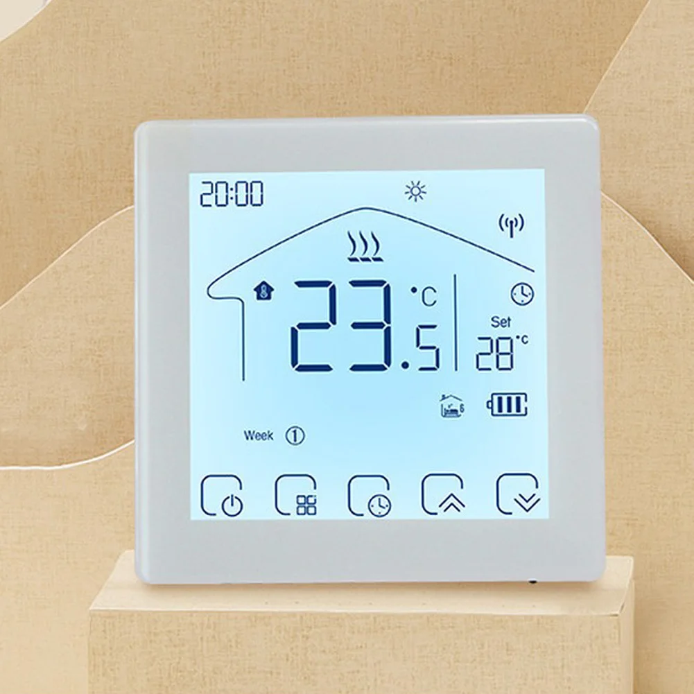 Smart WiFi Touch Screen Temperature Controller For Floor Heating & Boilers Heating Temperature Controller Display
Smart WiFi Touch Screen Temperature Controller For Floor Heating & Boilers Heating Temperature Controller Display