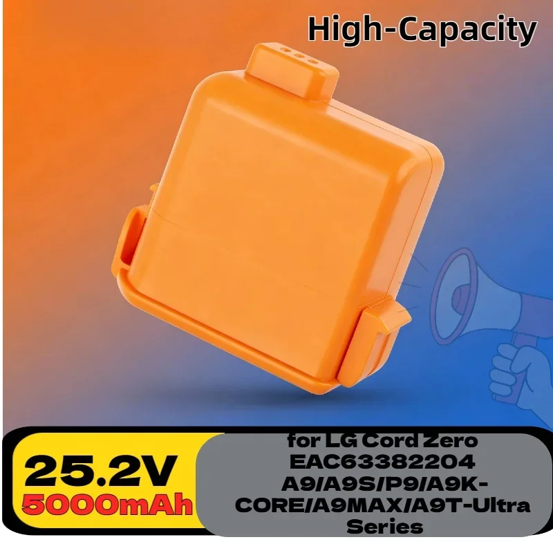 25.2V 5000mAh High-Capacity Lithium Ion Battery – Spare, for LG Cord Zero EAC63382204 A9/A9S/P9/A9K-CORE/A9MAX/A9T-Ultra Vacuum
25.2V 5000mAh High-Capacity Lithium Ion Battery – Spare, for LG Cord Zero EAC63382204 A9/A9S/P9/A9K-CORE/A9MAX/A9T-Ultra Vacuum