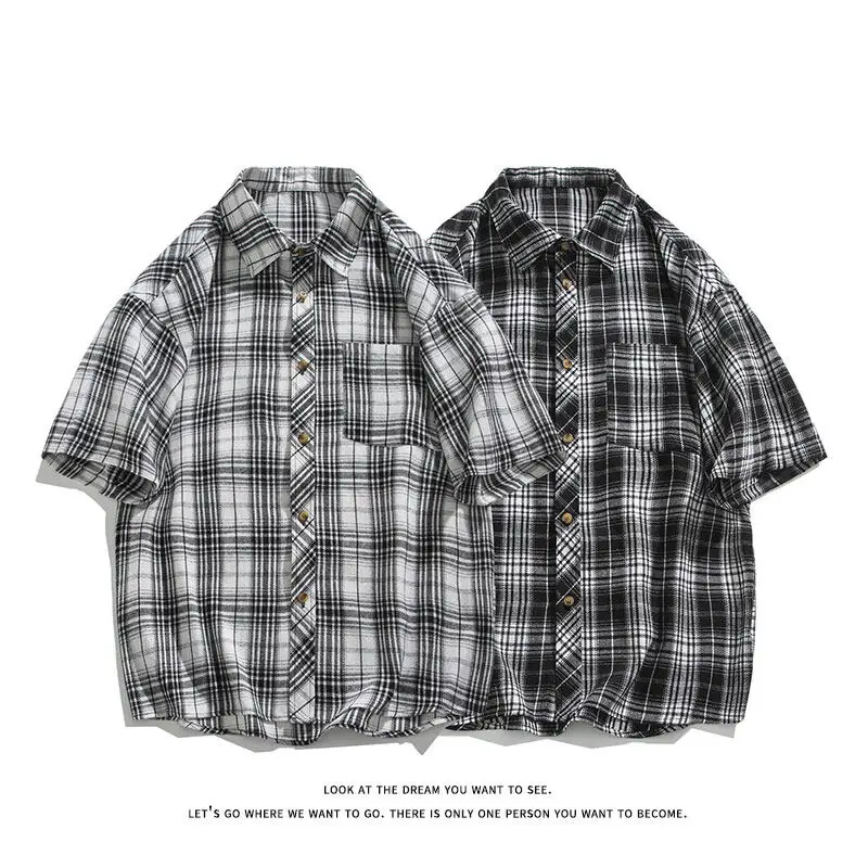 2025 New Casual Plaid Short Sleeve Shirt For Men New Summer Loose Streetwear Trendy Youth Couple Dress Blouse
2025 New Casual Plaid Short Sleeve Shirt For Men New Summer Loose Streetwear Trendy Youth Couple Dress Blouse