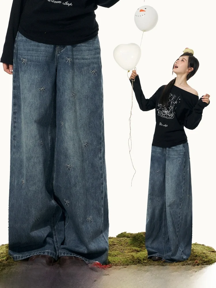 Женские джинсы Waed Denim с широкими штанинами, свободного кроя, с узлом, повседневные, с высокой талией, осенние модные брюки
Женские джинсы Waed Denim с широкими штанинами, свободного кроя, с узлом, повседневные, с высокой талией, осенние модные брюки