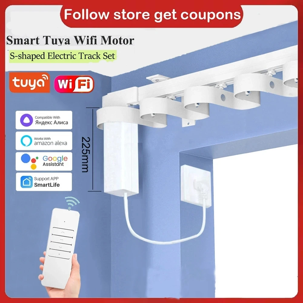Tuya Latest WiFi Smart Curtain Motor, S-Wave Ripple Fold Electric Track, Cornice Rail Rod, Compatible with Google Alexa
Tuya Latest WiFi Smart Curtain Motor, S-Wave Ripple Fold Electric Track, Cornice Rail Rod, Compatible with Google Alexa