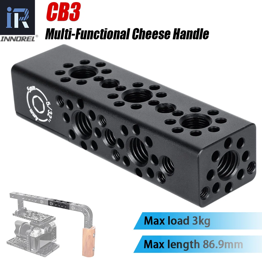 INNOREL CB3 CNC Aluminum Alloy Cheese Grip Extension Bar, with 3/8" and 1/4" Arri Positioning Holes for Camera Cage Frames
INNOREL CB3 CNC Aluminum Alloy Cheese Grip Extension Bar, with 3/8" and 1/4" Arri Positioning Holes for Camera Cage Frames