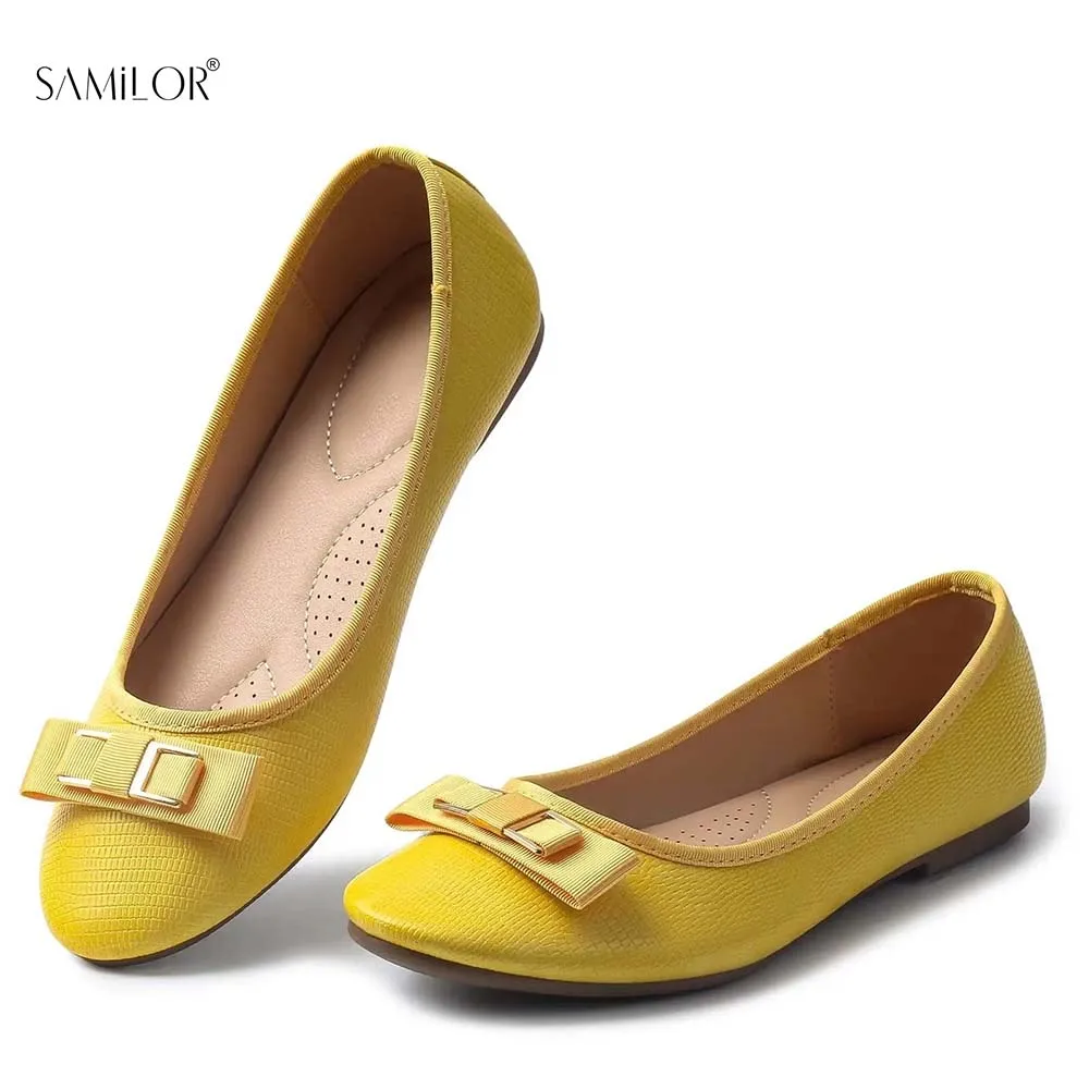 Samilor Bowknot Ballerina Women's Flat Round Toe Comfort Slip-On Ladies Loafers Leather Single Mules Shoes Sweet Flat Zapatos
Samilor Bowknot Ballerina Women's Flat Round Toe Comfort Slip-On Ladies Loafers Leather Single Mules Shoes Sweet Flat Zapatos