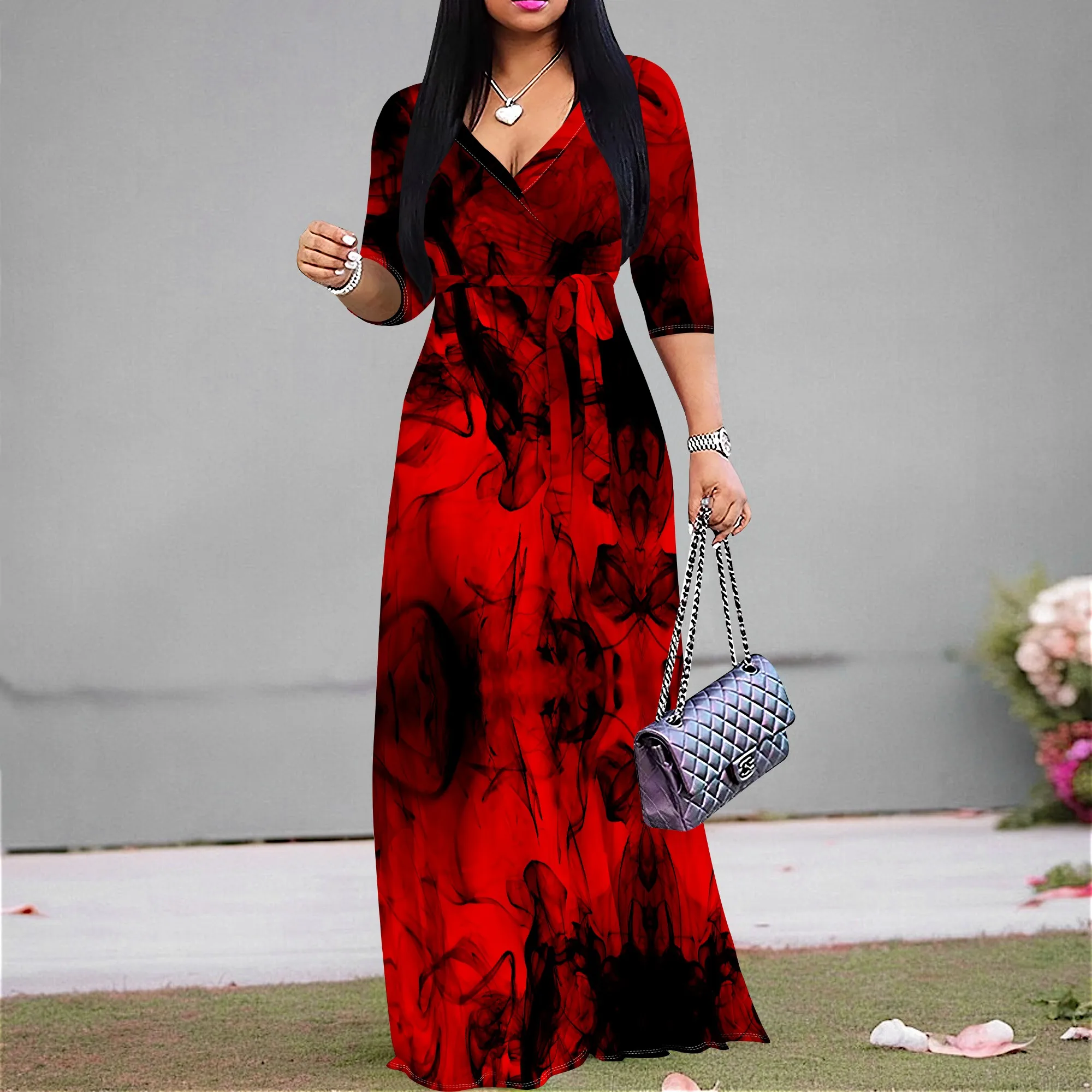 Tie Dye Fashion Maxi Wrap Dress for Women Casual V Neck 3/4 Sleeve Floral Sexy Ruched Long Dress with Belt
Tie Dye Fashion Maxi Wrap Dress for Women Casual V Neck 3/4 Sleeve Floral Sexy Ruched Long Dress with Belt