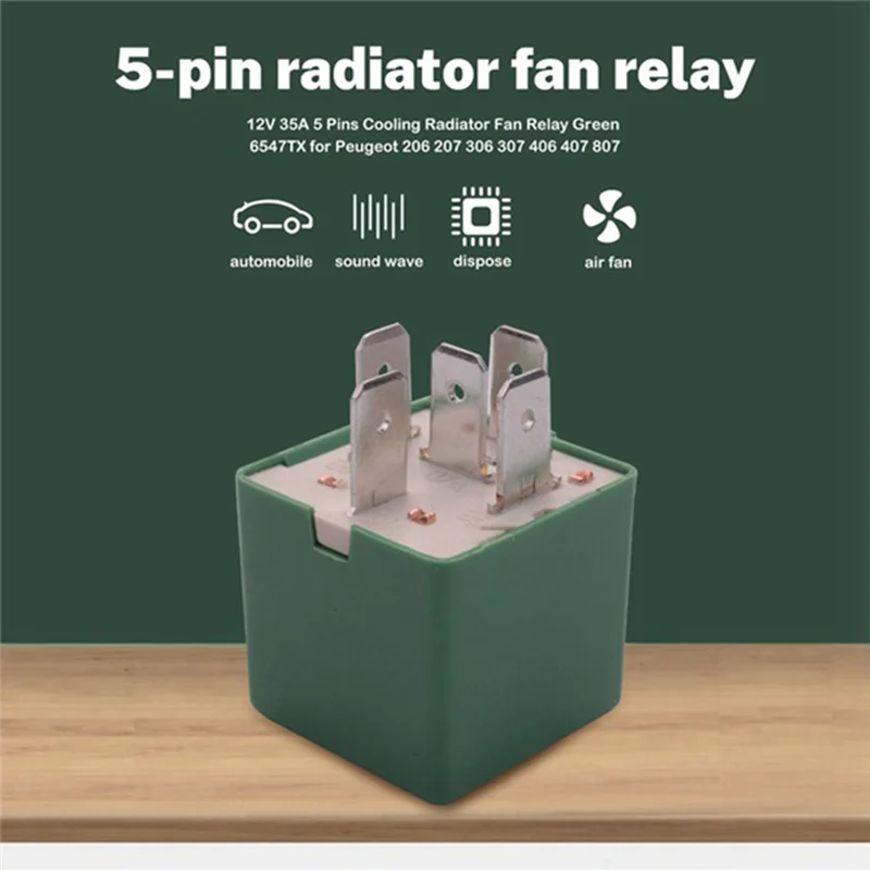 2 Pcs 12V 35A 5 Pins Cooling Radiator Fan Relay Parts Accessories Green 6547TX For 206 207 306 307 406 407 807-AA70
2 Pcs 12V 35A 5 Pins Cooling Radiator Fan Relay Parts Accessories Green 6547TX For 206 207 306 307 406 407 807-AA70