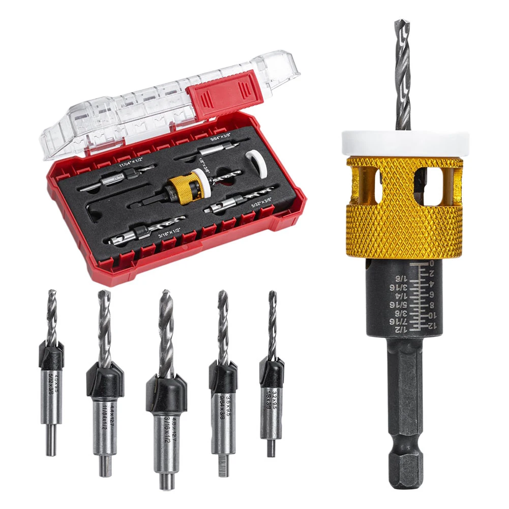 5Pcs Countersink Drill Bit W/ Adjustable Depth Stop Aluminum Alloy Drill Bit For Wood Plywood Loaction For Woodworking Tool
5Pcs Countersink Drill Bit W/ Adjustable Depth Stop Aluminum Alloy Drill Bit For Wood Plywood Loaction For Woodworking Tool