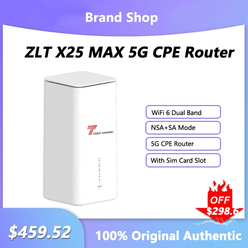 ZLT X25 MAX 5G CPE Wireless Router WiFi 6 Dual Band Signal Repeater NSA+SA Mode Extend Gigabit Amplifier With Sim Card Slot
ZLT X25 MAX 5G CPE Wireless Router WiFi 6 Dual Band Signal Repeater NSA+SA Mode Extend Gigabit Amplifier With Sim Card Slot