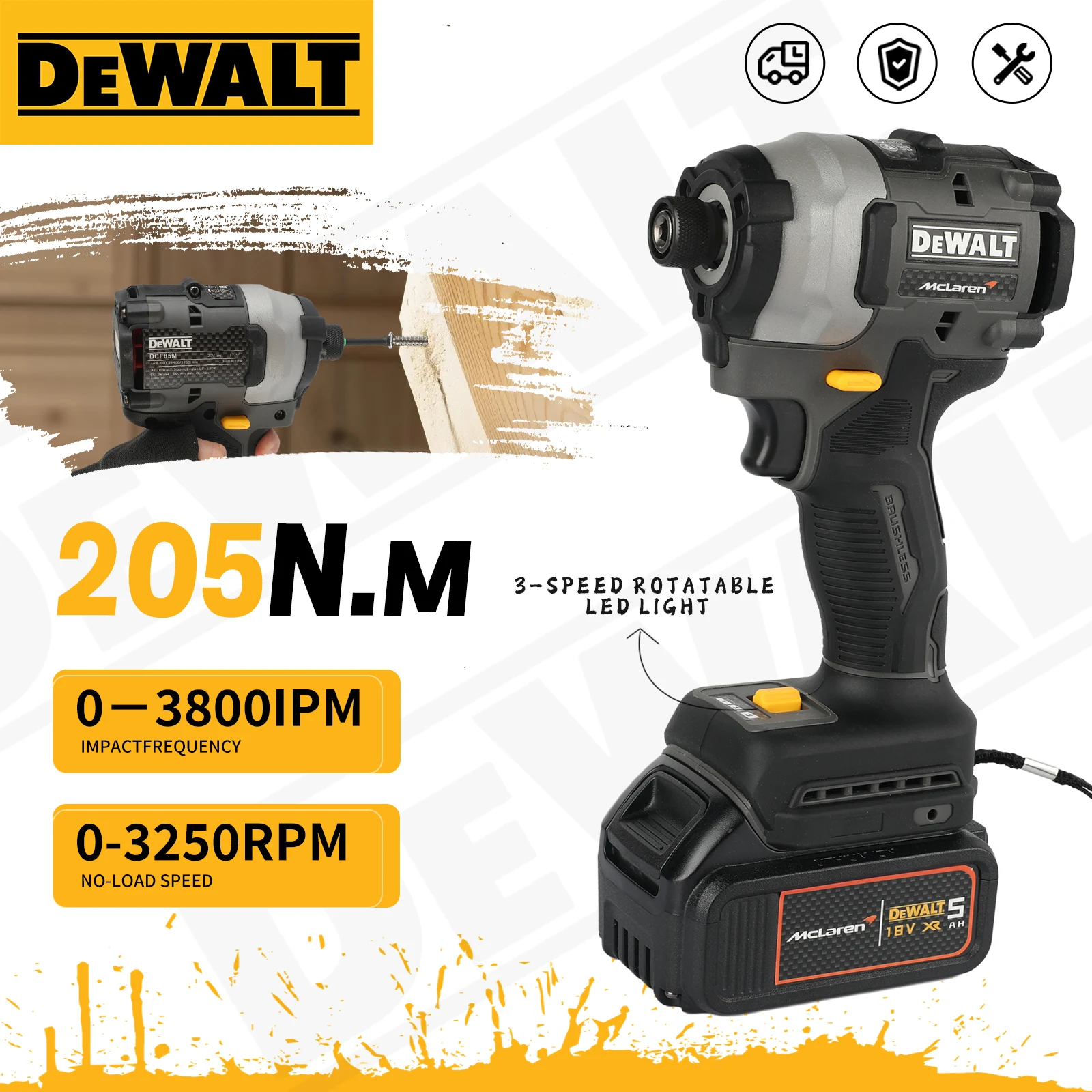 DEWALT DCF85M Brushless ImpactDriver:3-Speed,205N.mTorque for Woodworking,Furniture Assembly&Heavy-Duty Screw Fastening Tasks
DEWALT DCF85M Brushless ImpactDriver:3-Speed,205N.mTorque for Woodworking,Furniture Assembly&Heavy-Duty Screw Fastening Tasks