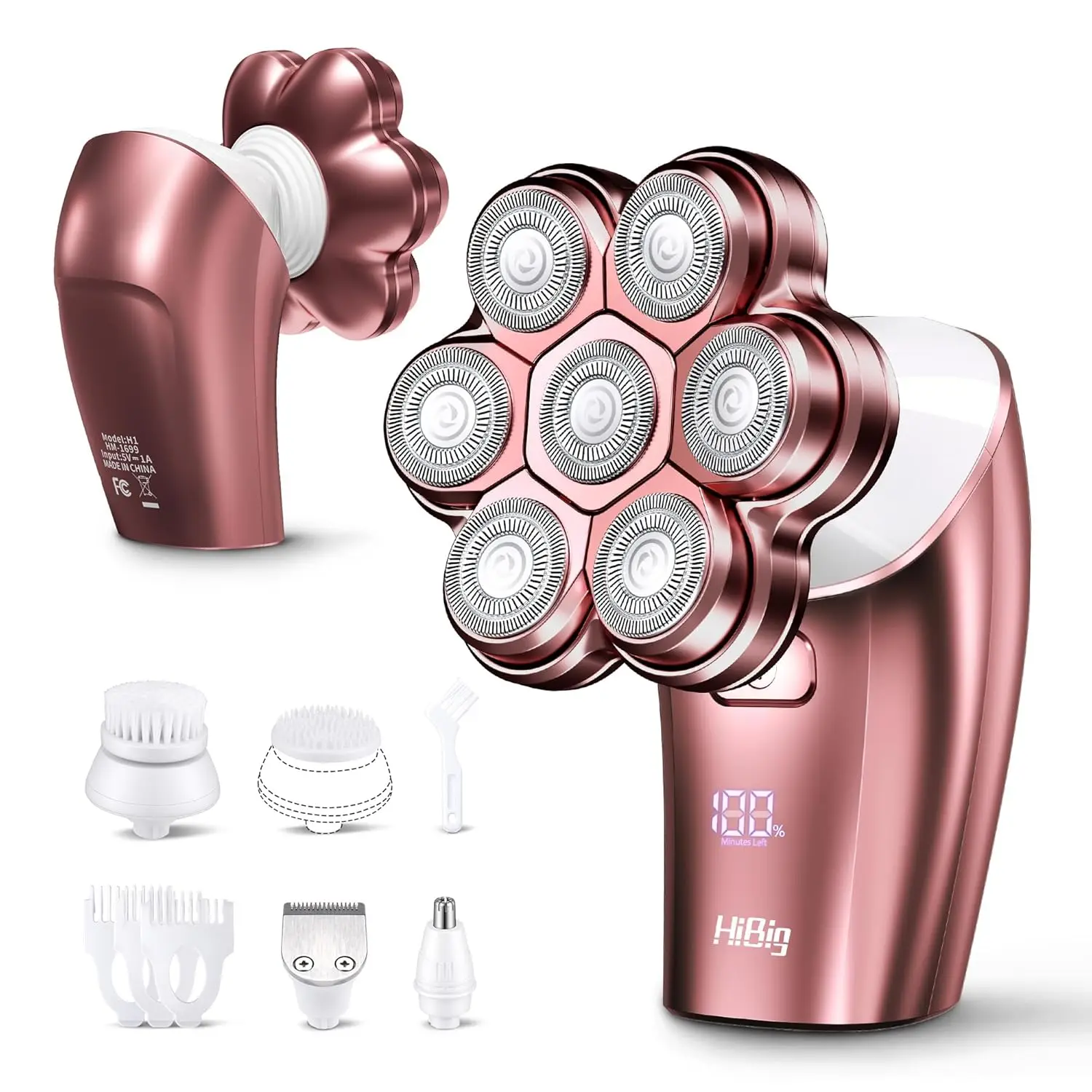 5-in-1 Electric Razor for Women: Rechargeable Wet & Dry Body Shaver, IPX7 Waterproof Hair Remover in Light Pink
5-in-1 Electric Razor for Women: Rechargeable Wet & Dry Body Shaver, IPX7 Waterproof Hair Remover in Light Pink