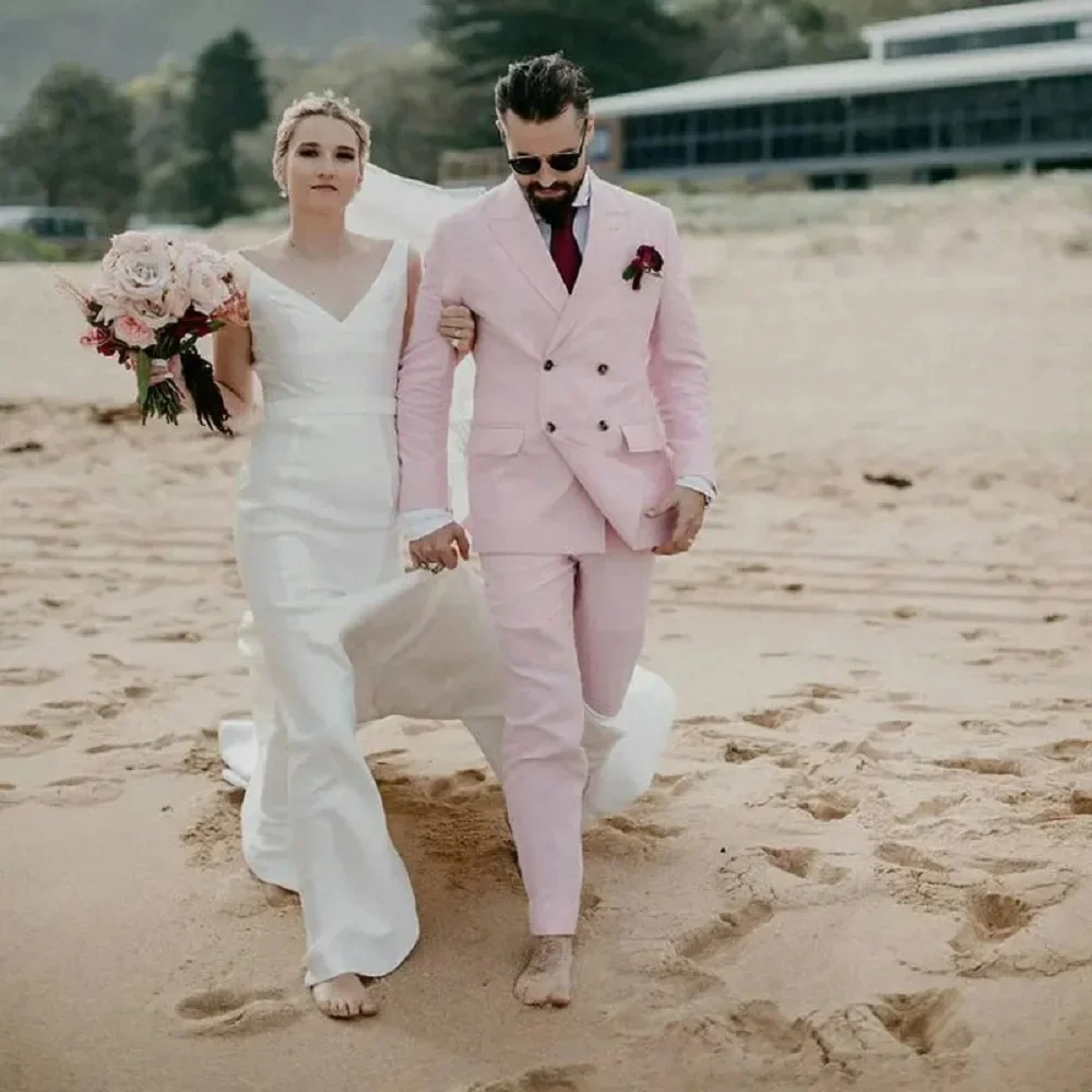 Pink Wedding Suits for Men Slim Fit Double Breasted Beach Groom Tuxedos Two Pieces Peaked Lapel Male Suit Blazer with Pants
Pink Wedding Suits for Men Slim Fit Double Breasted Beach Groom Tuxedos Two Pieces Peaked Lapel Male Suit Blazer with Pants