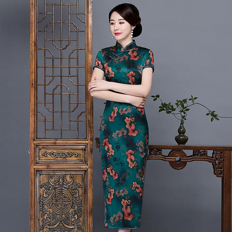 Spring and Summer New High Quality Real Silk Printed Modified Long Type Vintage Cheongsam Qipao Women's Dress
Spring and Summer New High Quality Real Silk Printed Modified Long Type Vintage Cheongsam Qipao Women's Dress