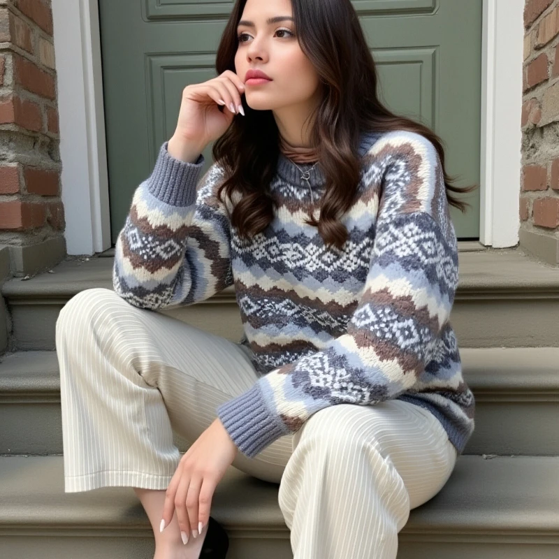 Новый осенне-зимний женский свитер с круглым вырезом, ленивый стиль, свободный трикотаж с длинными рукавами, свободный пуловер, рубашка, модная одежда
Новый осенне-зимний женский свитер с круглым вырезом, ленивый стиль, свободный трикотаж с длинными рукавами, свободный пуловер, рубашка, модная одежда