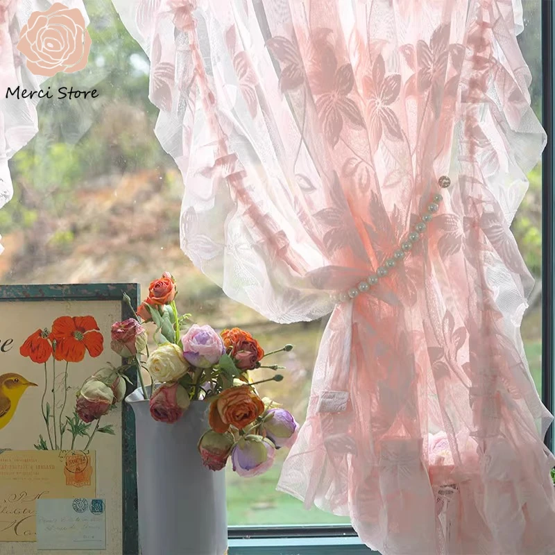 Luxury Korean Pink Piercing Ruffled Door Curtain for Living Room Screen Self Adhesive Gauze Short Window Half Gaze Drapes
Luxury Korean Pink Piercing Ruffled Door Curtain for Living Room Screen Self Adhesive Gauze Short Window Half Gaze Drapes