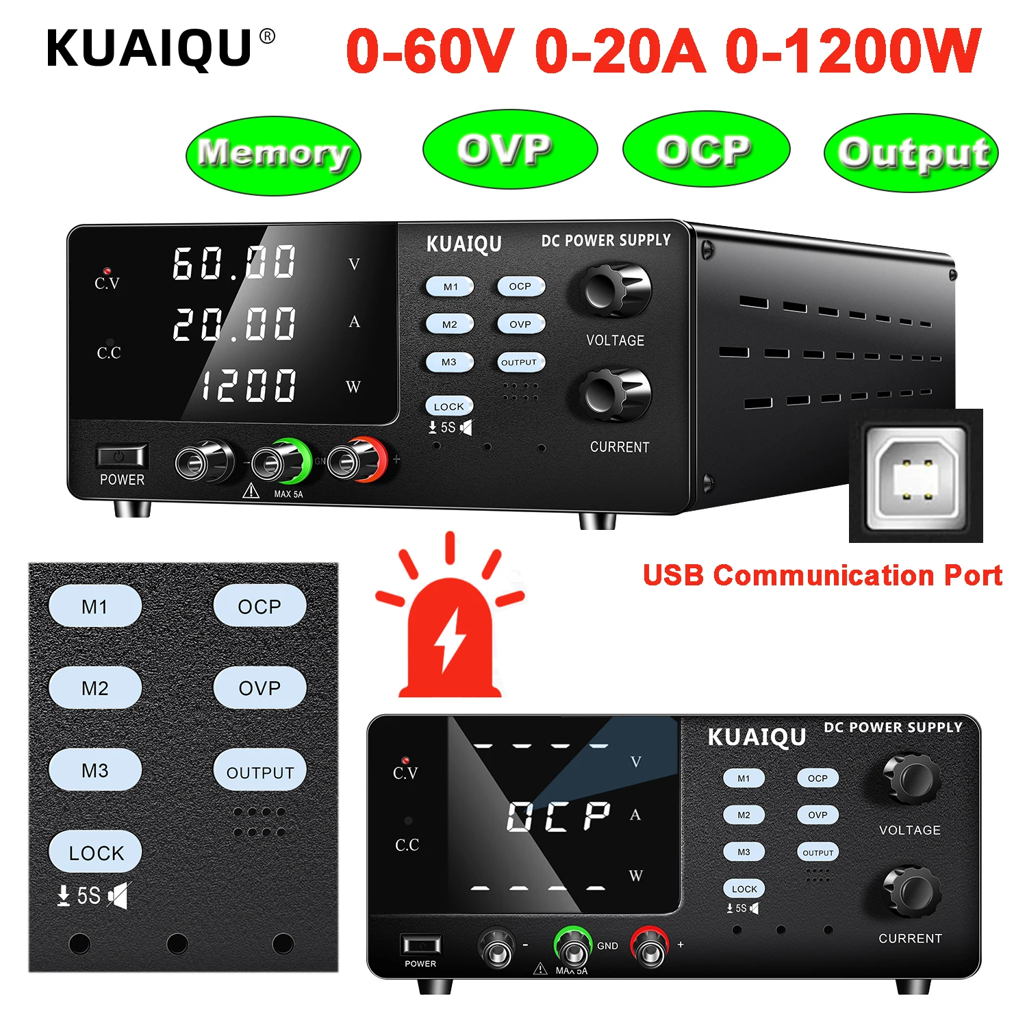 Kuaiqu New 60V 20A Lab DC power supply OCP OVP Short Circuit Protection Output Bench Power Source Adjustable 30V 30A 160V 2A
Kuaiqu New 60V 20A Lab DC power supply OCP OVP Short Circuit Protection Output Bench Power Source Adjustable 30V 30A 160V 2A
