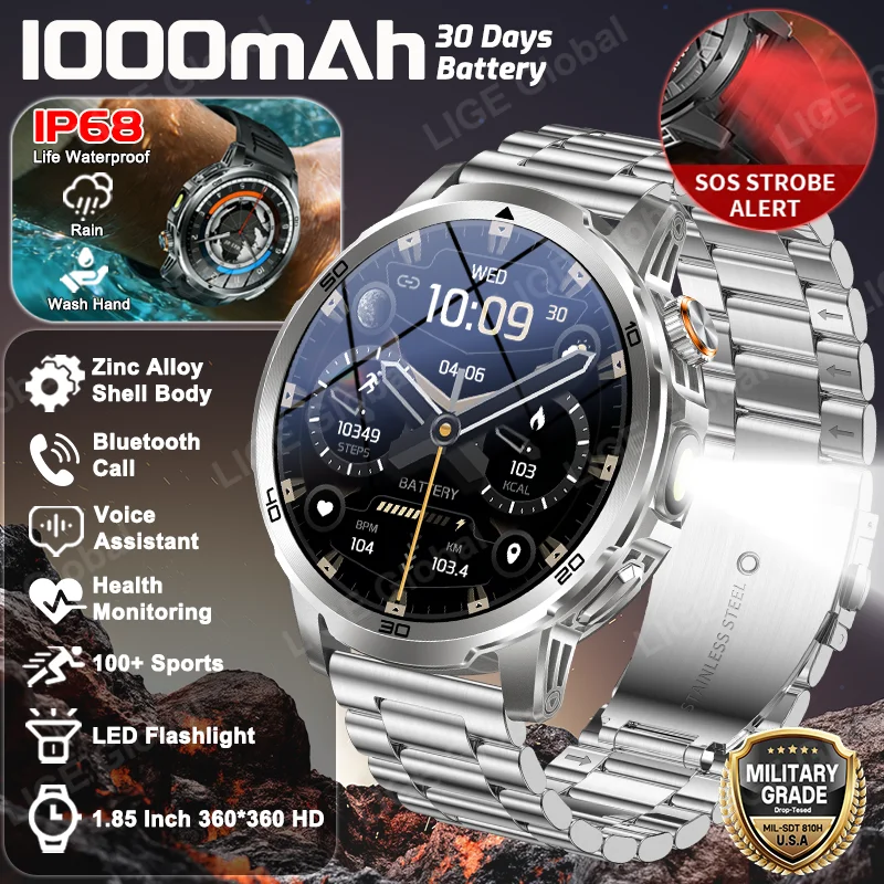 LIGE New Military 1000mAh Battery Smart Watch Men Outdoor Flashlight IP68 Waterproof Heart Rate Bluetooth Call Sports Bracelets
LIGE New Military 1000mAh Battery Smart Watch Men Outdoor Flashlight IP68 Waterproof Heart Rate Bluetooth Call Sports Bracelets