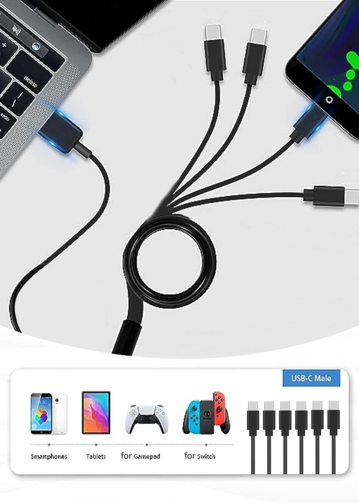 USB C 1 to 6 Charging Cable 6 Port Multi Type C or micro usb Splitter Cord 5V 3A for Phone Tablet
USB C 1 to 6 Charging Cable 6 Port Multi Type C or micro usb Splitter Cord 5V 3A for Phone Tablet