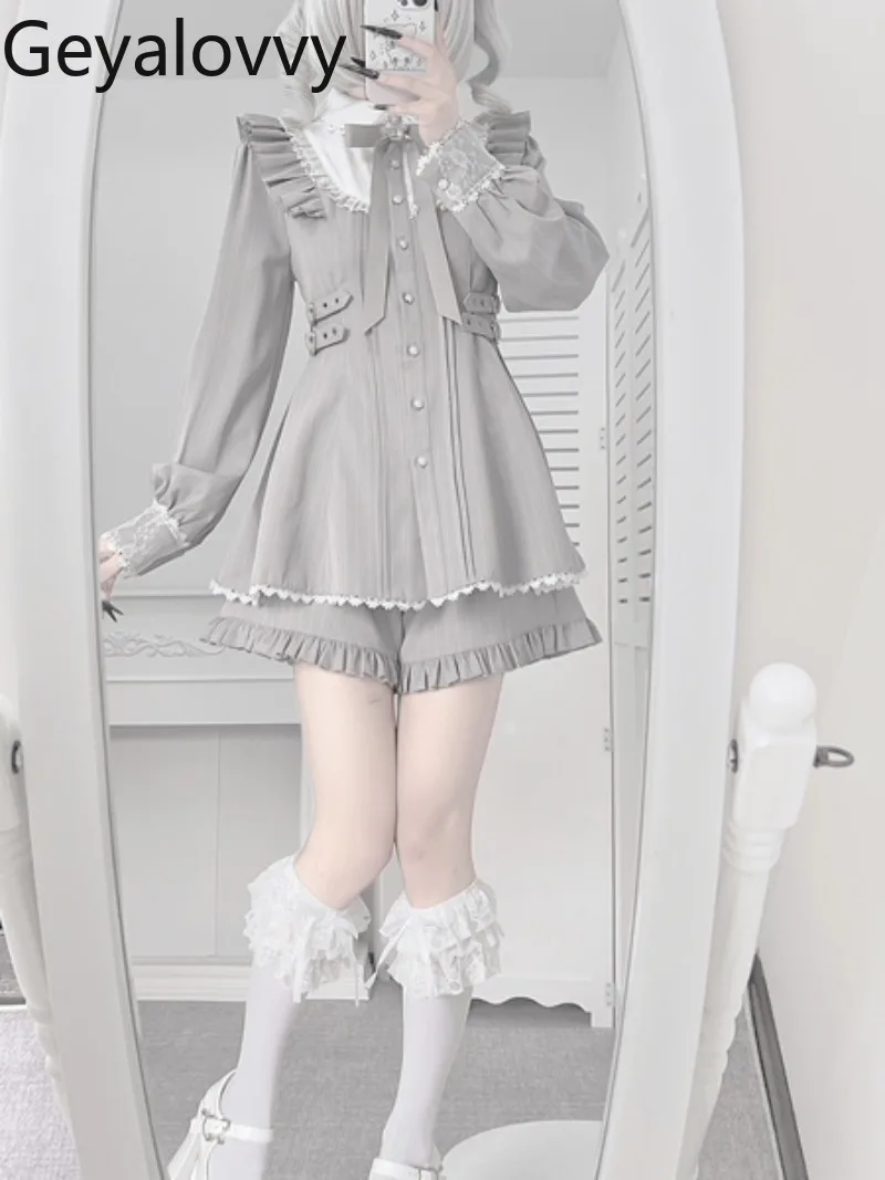 Japanese Sweet Cute Bow Doll Collar Long Sleeve Dress for Women Waist-Cinching Cute Lolita Dresses and Shorts Two Piece Set
Japanese Sweet Cute Bow Doll Collar Long Sleeve Dress for Women Waist-Cinching Cute Lolita Dresses and Shorts Two Piece Set