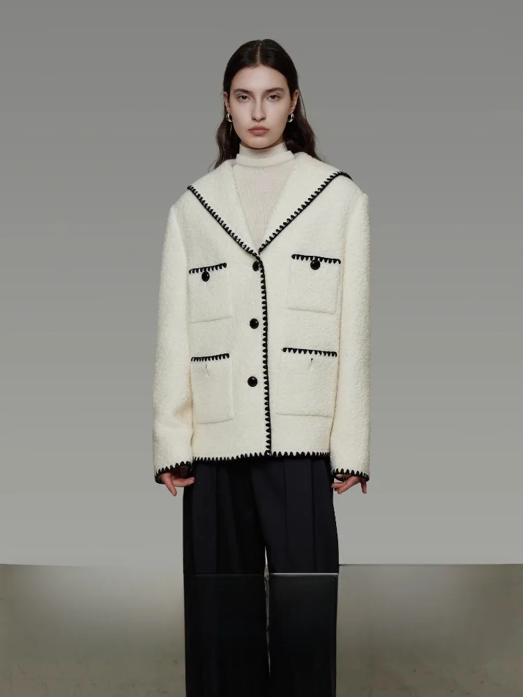 UNSPOKEN Naval Collar Woolen Coat Women's Winter Original Design Loose Color Blo Small Fraance Sle Woolen Coat
UNSPOKEN Naval Collar Woolen Coat Women's Winter Original Design Loose Color Blo Small Fraance Sle Woolen Coat