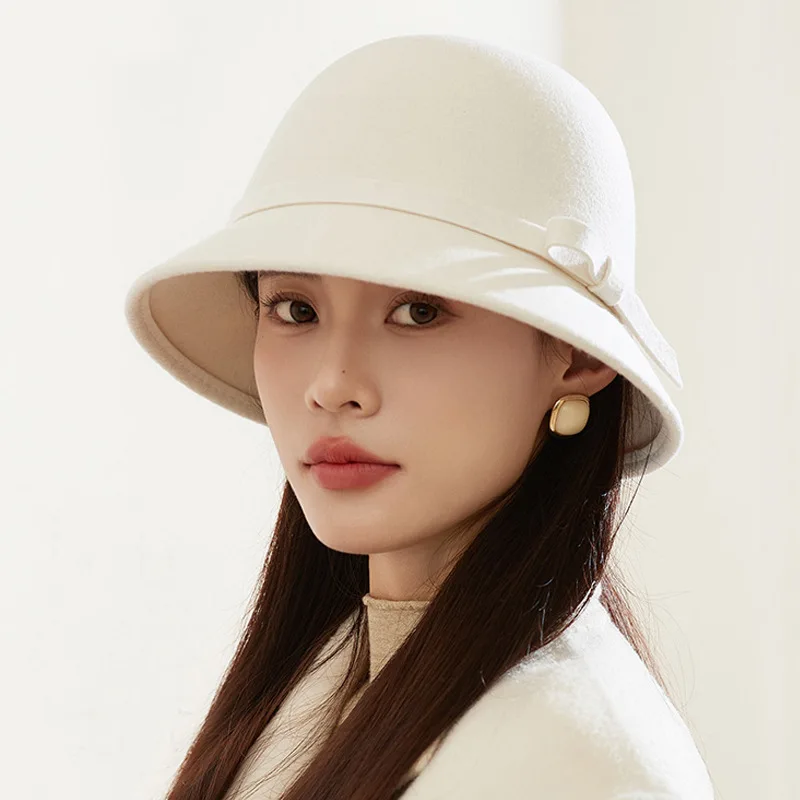 2025 New French Elegant Women Felt Dome Bucket Hat Vintage Bowknot Fedoras Hats Autumn Winter Ladies Imitation Woolen Bowler Cap
2025 New French Elegant Women Felt Dome Bucket Hat Vintage Bowknot Fedoras Hats Autumn Winter Ladies Imitation Woolen Bowler Cap