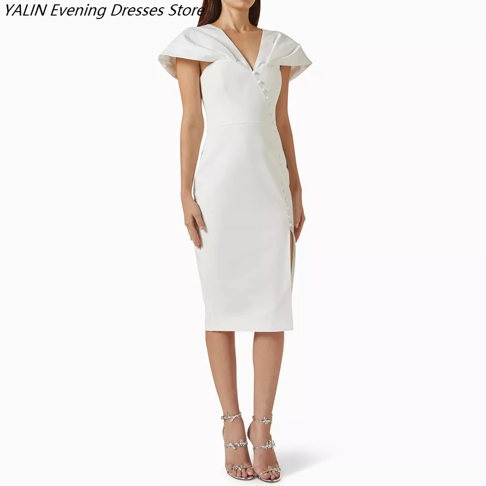 Women's Straight Evening Dresses Tea-length V-neck Sleeveless Prom Dresses Fashion Button Side-split Casual Customized Gowns
Women's Straight Evening Dresses Tea-length V-neck Sleeveless Prom Dresses Fashion Button Side-split Casual Customized Gowns