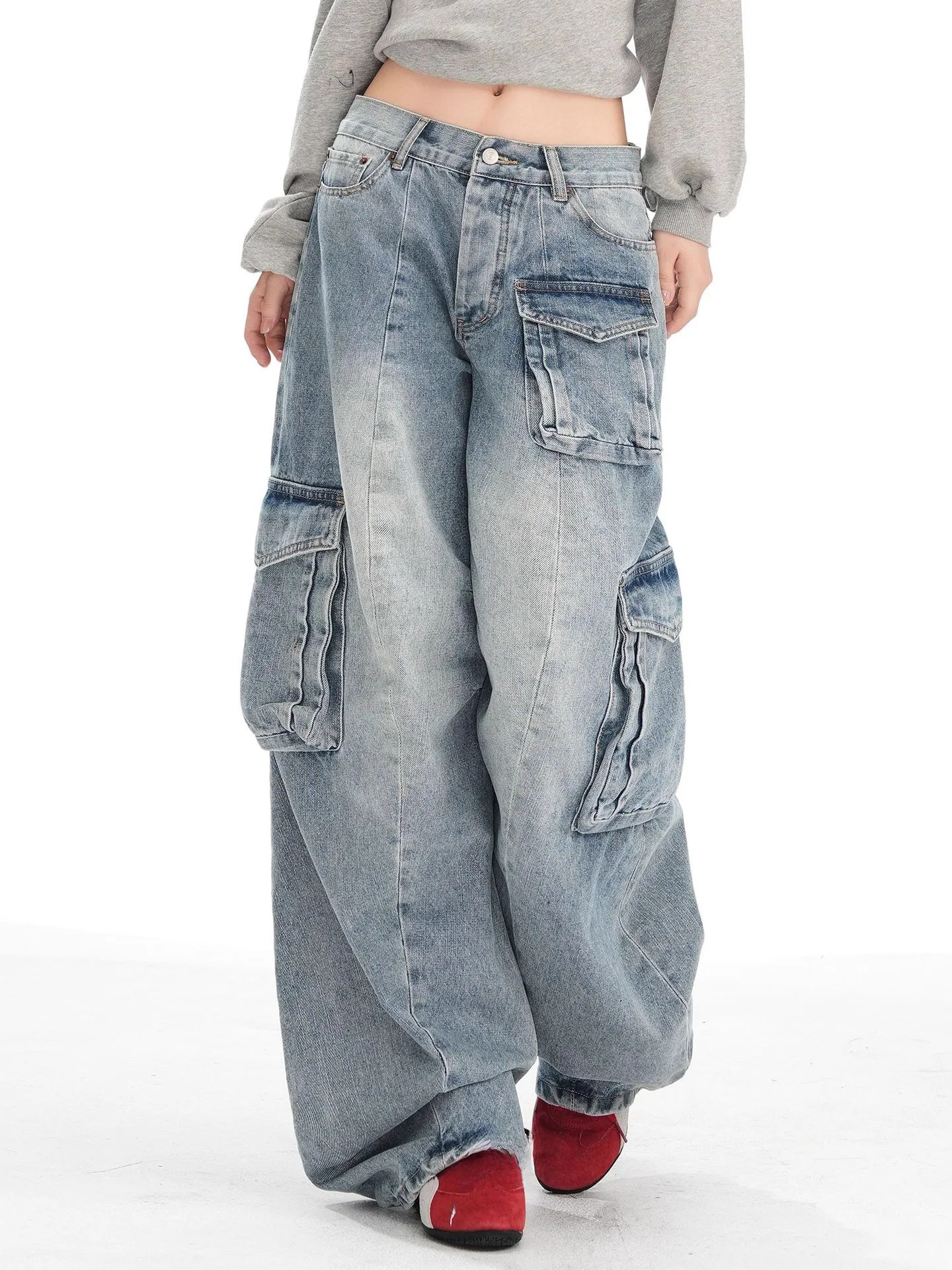 Loose Wideleg Workwear Jeans American Street Style High Waist Cotton Denim Retro Vintage Ladies Trousers
Loose Wideleg Workwear Jeans American Street Style High Waist Cotton Denim Retro Vintage Ladies Trousers