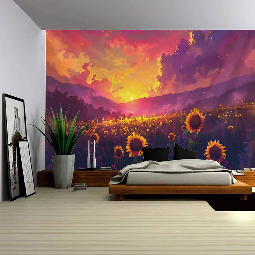Sunflower tapestry wall hanging in the sunshine, available in multiple sizes for home and dormitory decoration background cloth
Sunflower tapestry wall hanging in the sunshine, available in multiple sizes for home and dormitory decoration background cloth
