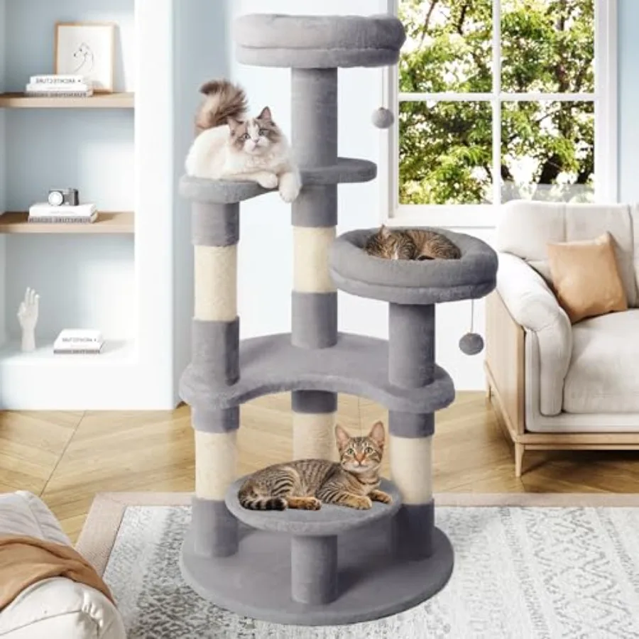 Кошачий комплекс 55,5 дюймов для домашних кошек с мягкими плюшевыми лежанками, многоуровневой конструкцией, сизалевыми когтеточками, полукруглыми платформами и круглыми элементами для прыжков
Кошачий комплекс 55,5 дюймов для домашних кошек с мягкими плюшевыми лежанками, многоуровневой конструкцией, сизалевыми когтеточками, полукруглыми платформами и круглыми элементами для прыжков