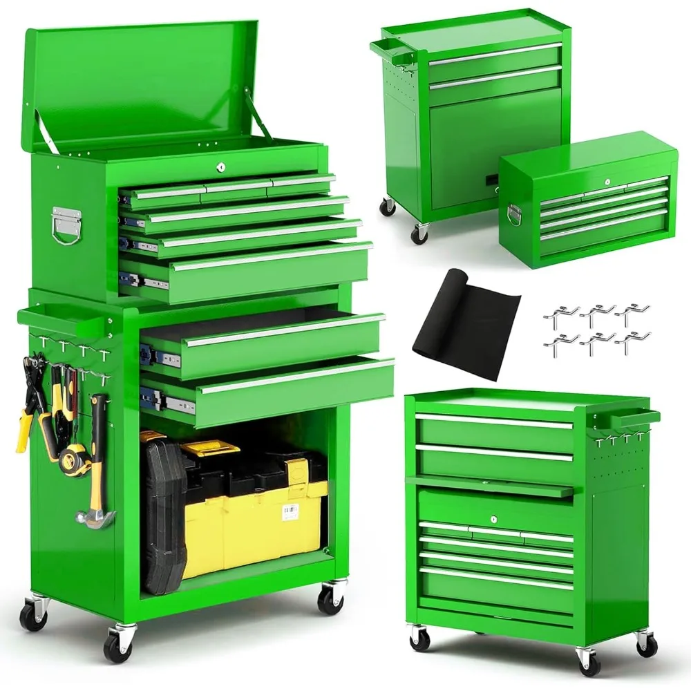 8-Drawer Rolling Tool Chest, 2-in-1 Tool Box Organizer with Lockable Wheels, Sliding Drawers, and Detachable Top, Garage Worksho
8-Drawer Rolling Tool Chest, 2-in-1 Tool Box Organizer with Lockable Wheels, Sliding Drawers, and Detachable Top, Garage Worksho