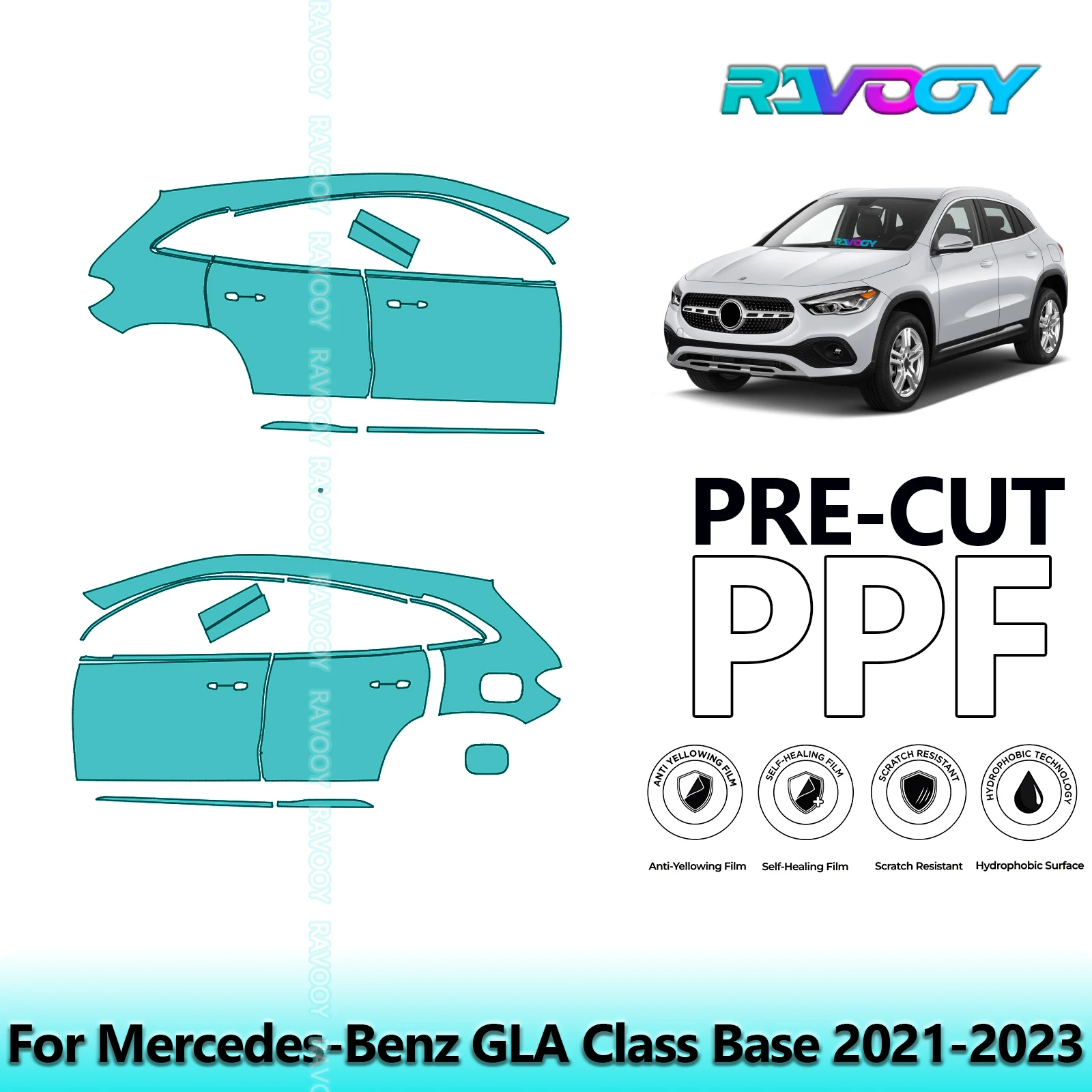 For Mercedes-Benz GLA Class Base 2021-2023 8.5mil Clear Matte Pre-Cut PPF Door & A/B Pillar Kit TPU Paint Protection Film Set
For Mercedes-Benz GLA Class Base 2021-2023 8.5mil Clear Matte Pre-Cut PPF Door & A/B Pillar Kit TPU Paint Protection Film Set
