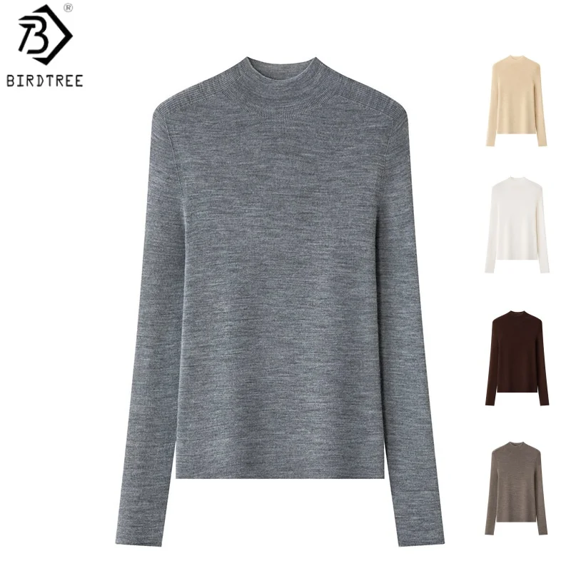 Birdtree 100% Sheep Wool Seamless Sweater,Woman 18-Knits Worsted Spinning O-neck Full Sleeve Warmth Knitwear,2025 AutumnT58312JF
Birdtree 100% Sheep Wool Seamless Sweater,Woman 18-Knits Worsted Spinning O-neck Full Sleeve Warmth Knitwear,2025 AutumnT58312JF