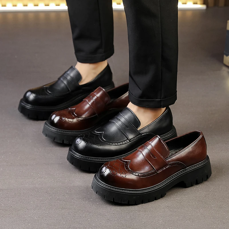 Блок простая текстура в корейском стиле, модные роскошные кожаные повседневные нескользящие мужские удобные туфли-лоферы с круглой головкой для отдыха, деловые лоферы 
Блок простая текстура в корейском стиле, модные роскошные кожаные повседневные нескользящие мужские удобные туфли-лоферы с круглой головкой для отдыха, деловые лоферы