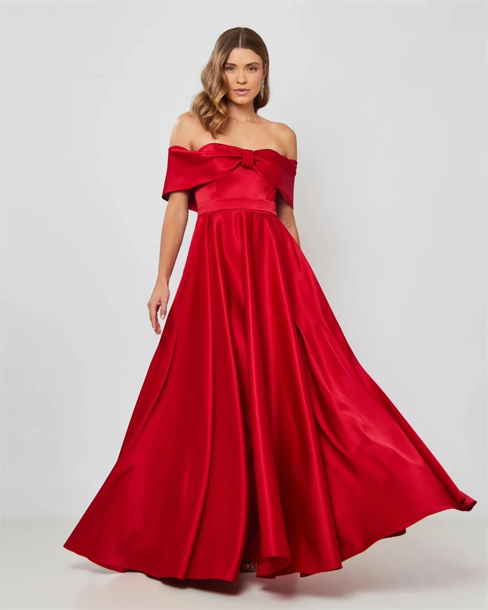 Customized Classic Red Satin Evening Dress Off the Shoulder Boat Neck Party Dress Sleeveless Zipper Back Bridal Party Sexy
Customized Classic Red Satin Evening Dress Off the Shoulder Boat Neck Party Dress Sleeveless Zipper Back Bridal Party Sexy