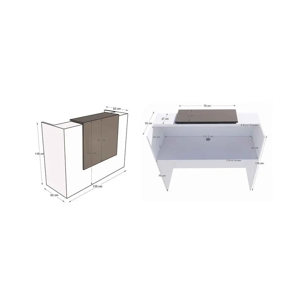 ICN 53 Modern Reception Desk, Multifunctional Modern Transaction Counter Top, Laminate Desktop, Standing Front Table for Office
ICN 53 Modern Reception Desk, Multifunctional Modern Transaction Counter Top, Laminate Desktop, Standing Front Table for Office