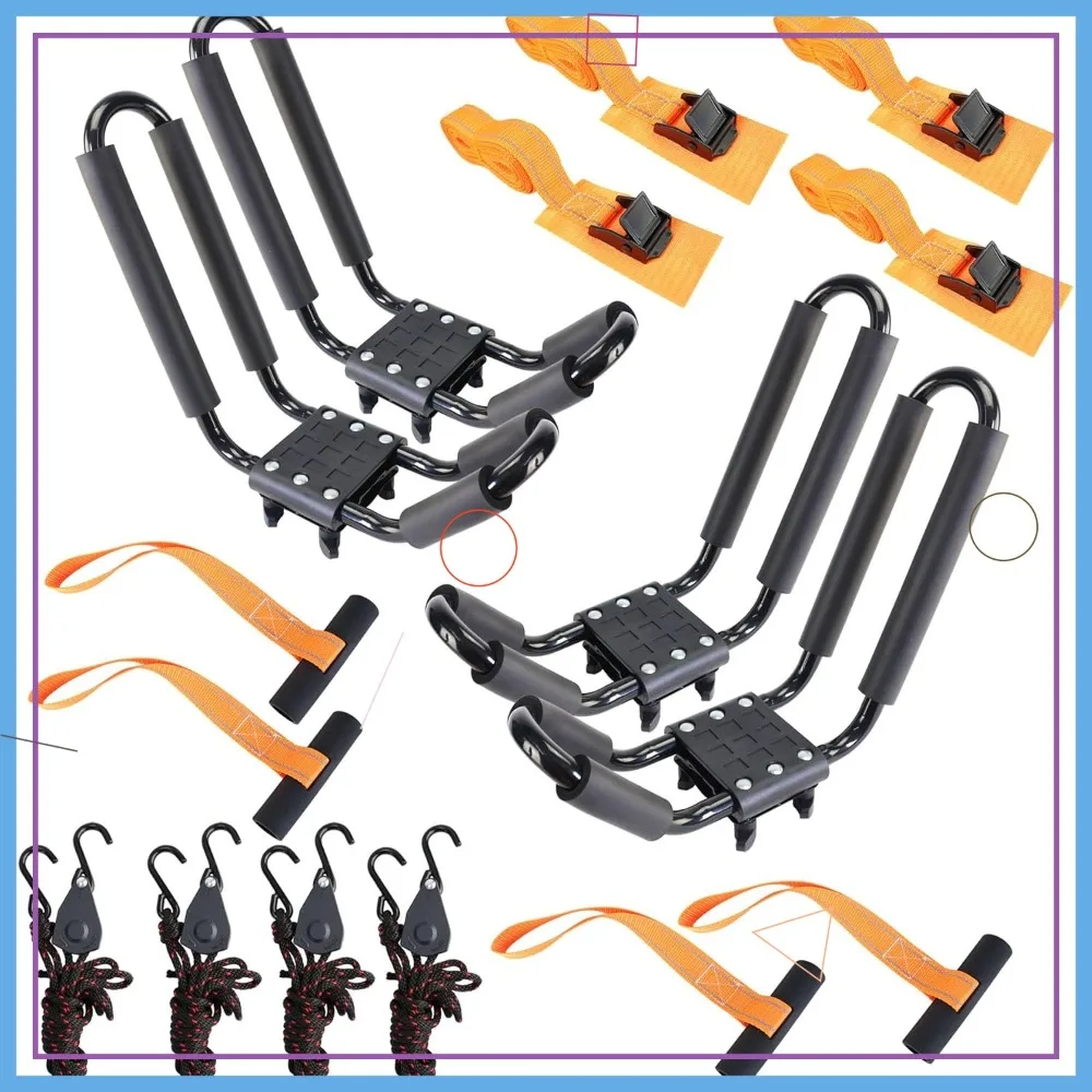 Heavy Duty J-Bar Kayak Roof Rack, 2 Pairs for SUV/Cars/Truck, 150 lbs Capacity, Includes Straps
Heavy Duty J-Bar Kayak Roof Rack, 2 Pairs for SUV/Cars/Truck, 150 lbs Capacity, Includes Straps