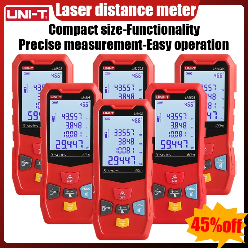 UNIT Laser Rangefinder 40/50/60/80/100/120m Distance Meter Rangefinder Laser Tape Range Finder Building Digital Rangefinder
UNIT Laser Rangefinder 40/50/60/80/100/120m Distance Meter Rangefinder Laser Tape Range Finder Building Digital Rangefinder