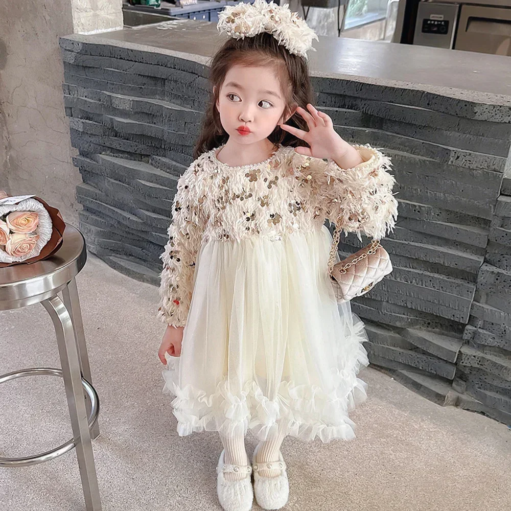 Girls Princess Dress Winter Plush Long Sleeve Dress Sequin Beadband Part for Kid Girl Elegant Children for Girl
Girls Princess Dress Winter Plush Long Sleeve Dress Sequin Beadband Part for Kid Girl Elegant Children for Girl