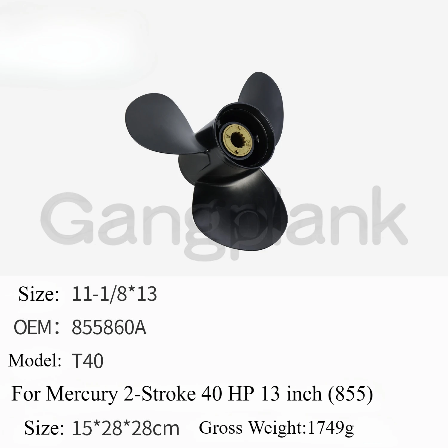 11 1/8*13 for Mercury 2-stroke 40 HP Outboard Aluminum Alloy Propeller 13 Inches (855) 11 1/8X13 T40 855860A
11 1/8*13 for Mercury 2-stroke 40 HP Outboard Aluminum Alloy Propeller 13 Inches (855) 11 1/8X13 T40 855860A