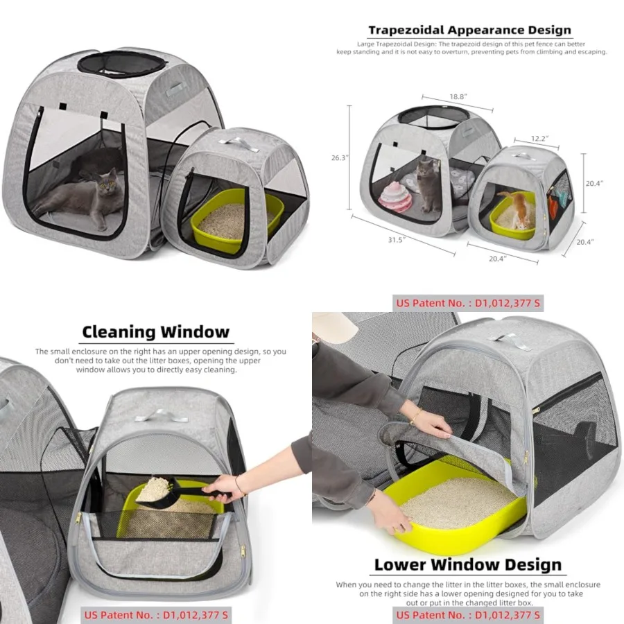 Portable Cat Playpen, Trapezoidal Design for Better Standing, Foldable Pet Tent for Indoor and Outdoor Use of Kitten and Puppy,
Portable Cat Playpen, Trapezoidal Design for Better Standing, Foldable Pet Tent for Indoor and Outdoor Use of Kitten and Puppy,