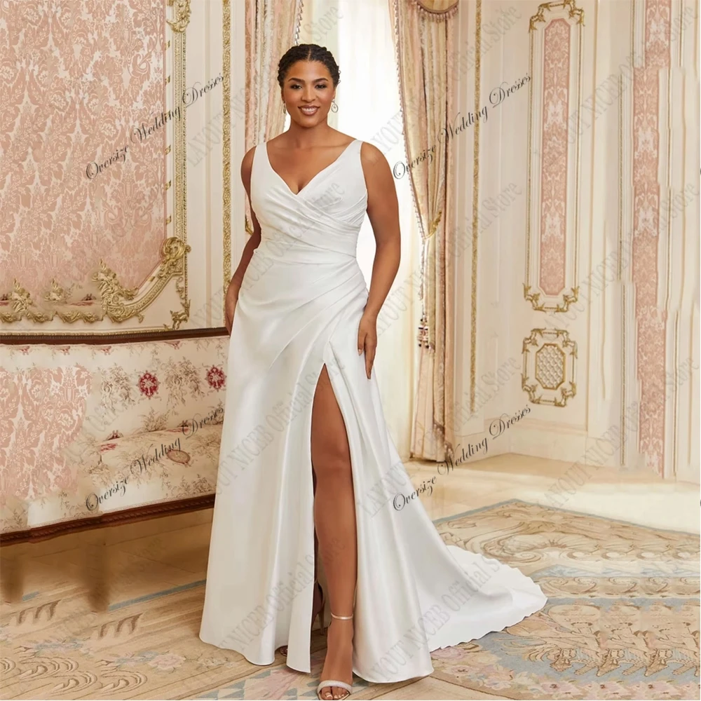 Customized Oversize Side Slit Wedding Dresse Ivory Satin New 2025 Strapless Plus Size Bridal Gowns for Women Vestido De Summer
Customized Oversize Side Slit Wedding Dresse Ivory Satin New 2025 Strapless Plus Size Bridal Gowns for Women Vestido De Summer
