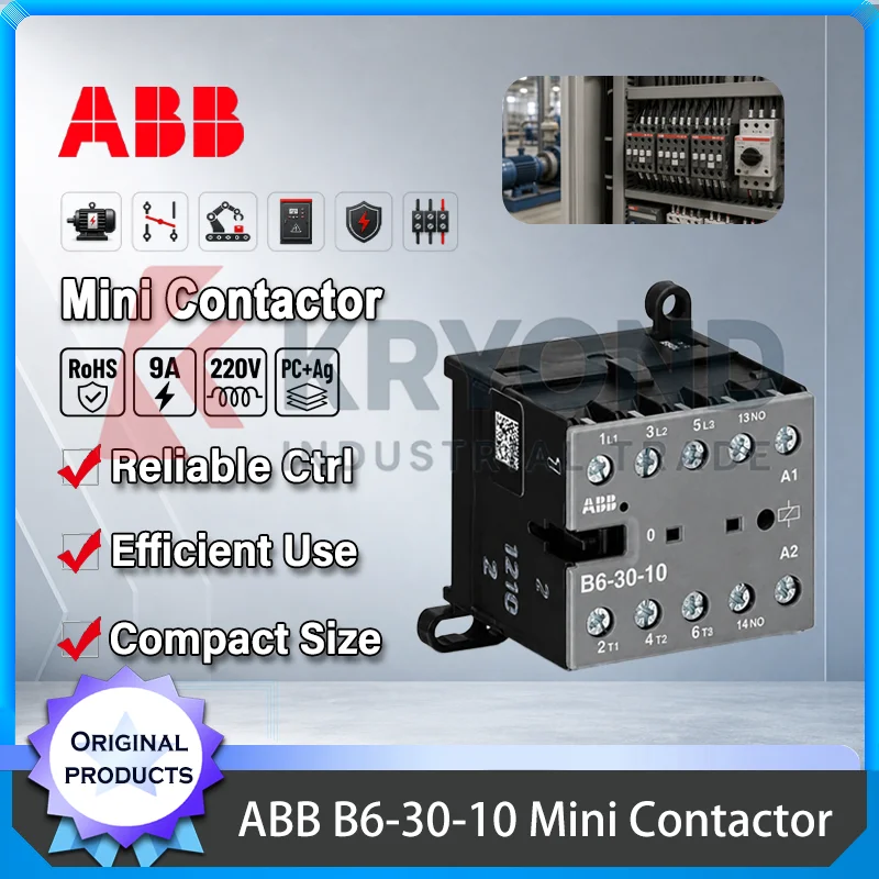 ABB B6-30-10 Mini Contactor 3 Pole Motor Control Switching Panel B7 BC6 BC7 Series AC DC Coil 24V 110V 220V 380V Din Rail Mount
ABB B6-30-10 Mini Contactor 3 Pole Motor Control Switching Panel B7 BC6 BC7 Series AC DC Coil 24V 110V 220V 380V Din Rail Mount